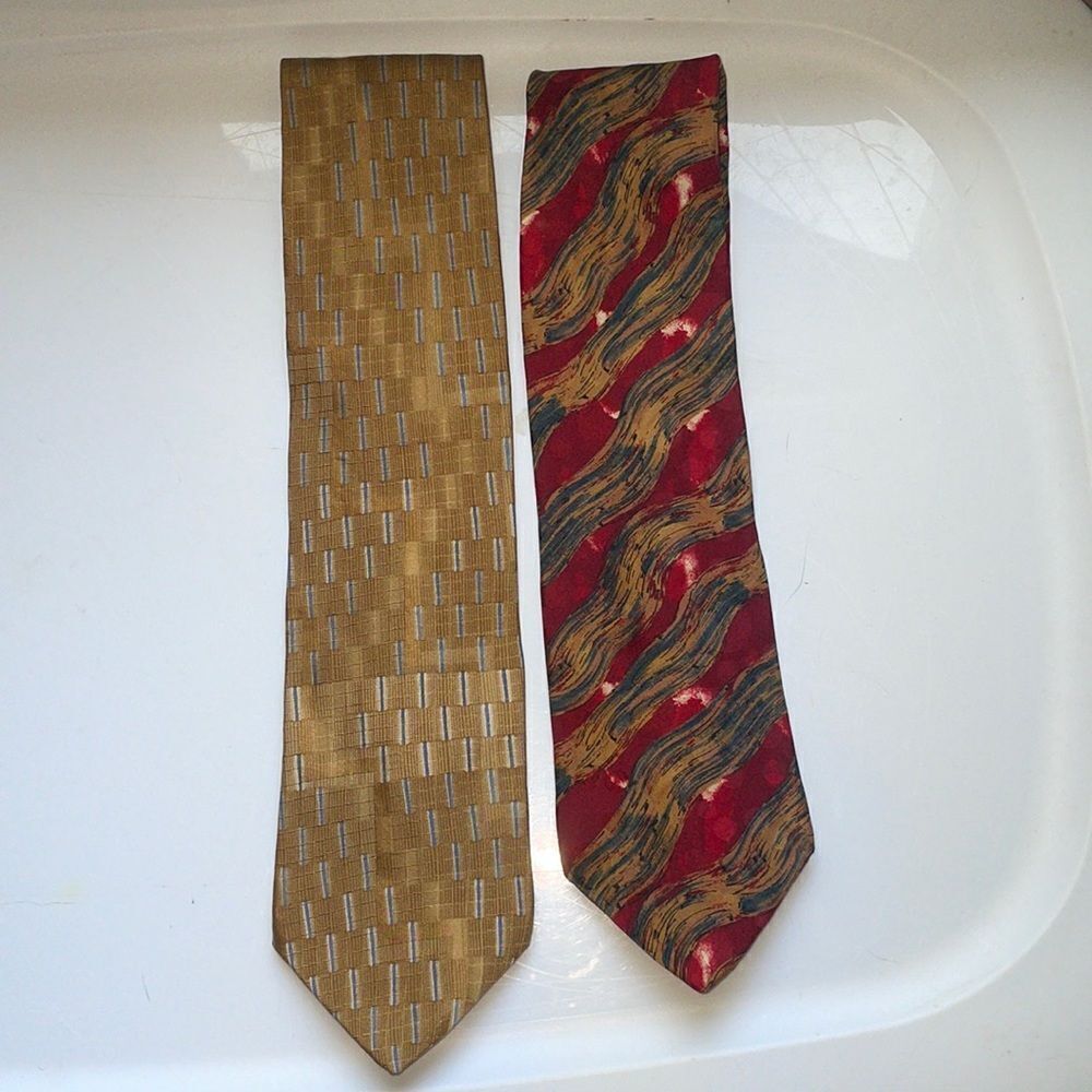 Bundle of two vintage 80s Bravini silk neck ties